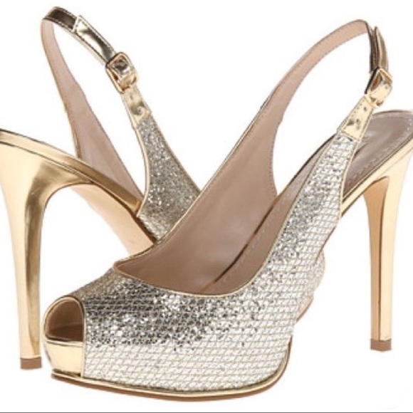 Guess Shoes - Guess Gold Peep Toe Slingback heel Size 8.5